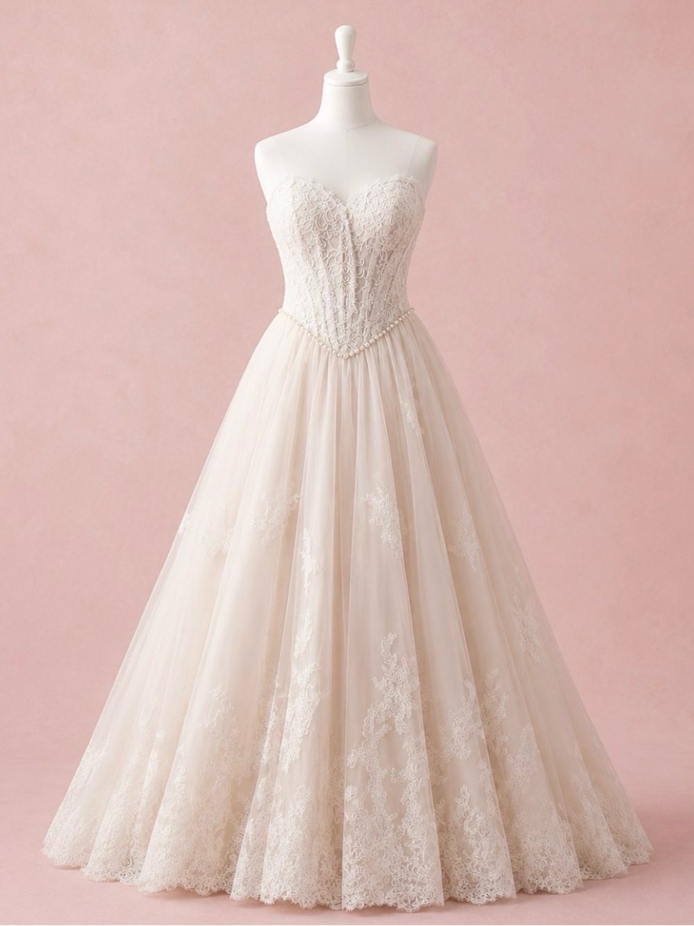 Allure Couture Strapless Lace Ball Gown Wedding Dress in Ivory - Picture 2 of 12